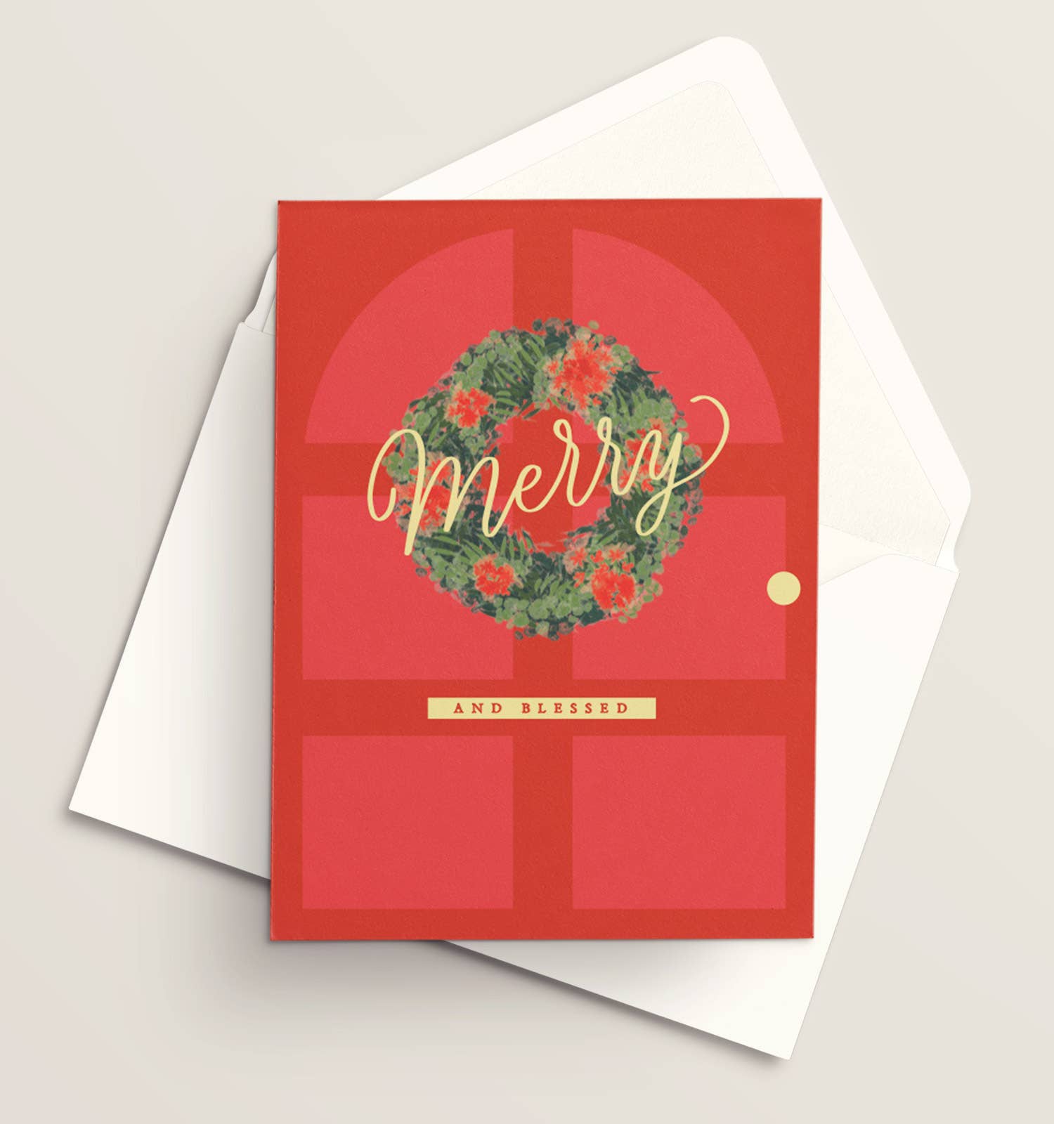 Vivi Furlong - Wholesale Christmas Card - Merry and blessed red door Christmas greeting card | Christian greeting card | Hand-made greeting card | Holiday greeting card | Christmas cards | Christmas 2025 | Faith-based