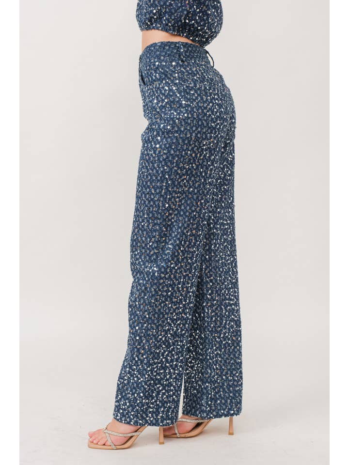 KIWI - Wholesale Jeans - Women's - IP2802- Distressed Sequin Denim Pants