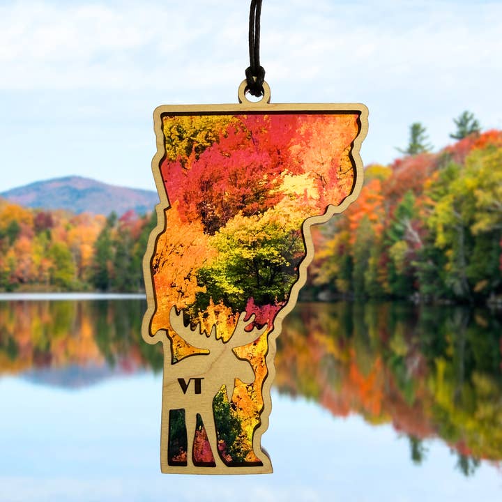 Vermont Moose Suncatcher – 5” Handcrafted Fall Decor for wholesale by Maple and Holly