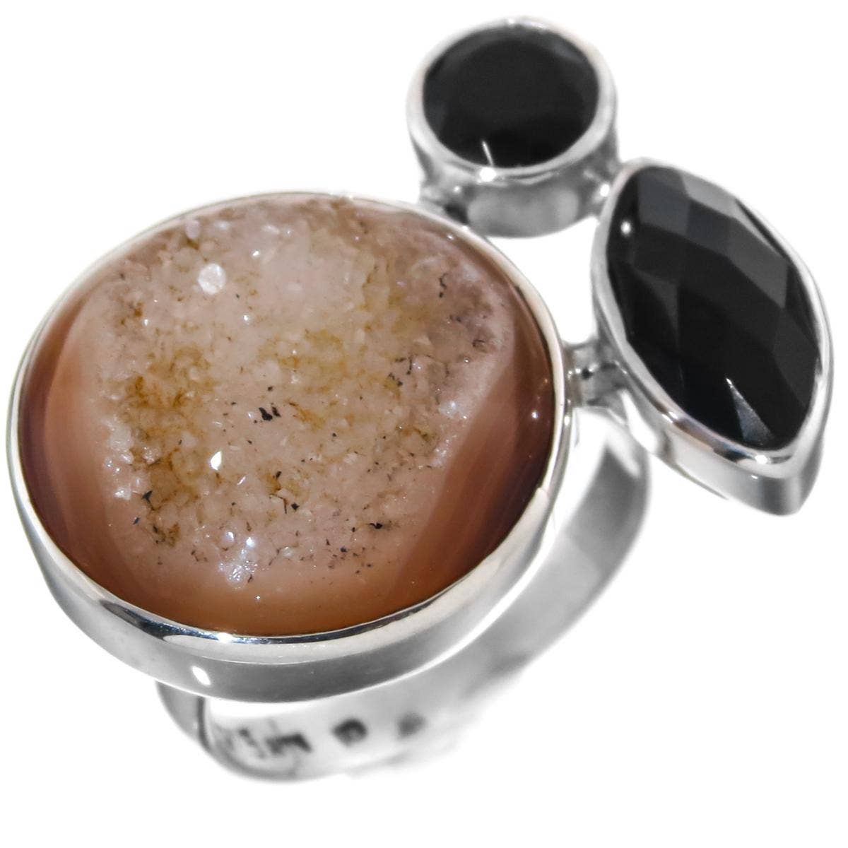 FifiRose - Wholesale Cocktail/Statement Ring - 925 sterling silver natural agate druzy drusy onyx sterling sz 6 ring0