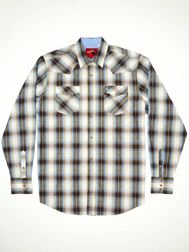 Rodeo Clothing - Wholesale Button Down Shirt - Men's - RODEO CLOTHING MEN'S PLAID WESTERN LONG SLEEVE BIG & TALL0