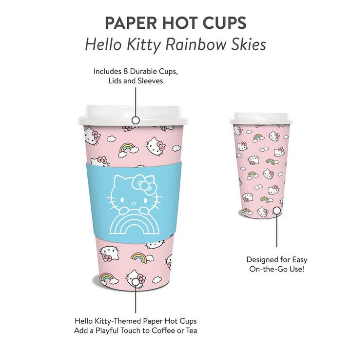 Studio Oh! - Wholesale Disposable Cup - Hello Kitty Rainbow Skies Paper Hot Cups6