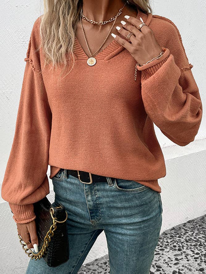 Hem Stitching Western Knitting Pullover Sweater CF-BFZY651 for wholesale by Comely Fashion