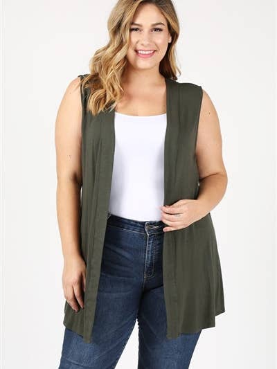 Gilet Cardigan Grande Taille Olive - Lot de 6 pour la vente par Apparel Candy