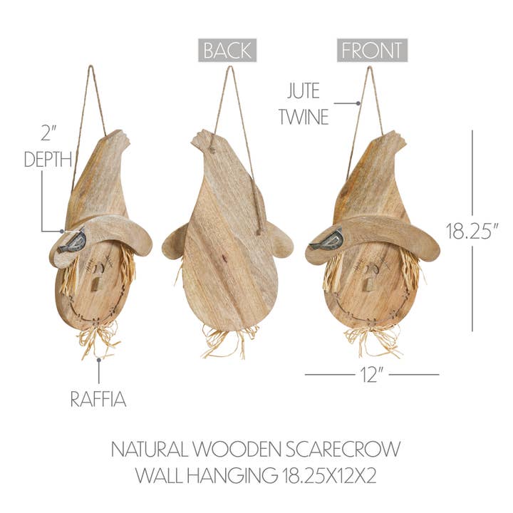 VHC Brands - Wholesale Wall Accent - Farmhouse Rustic Wooden Scarecrow Autumn Fall Harvest Wall3