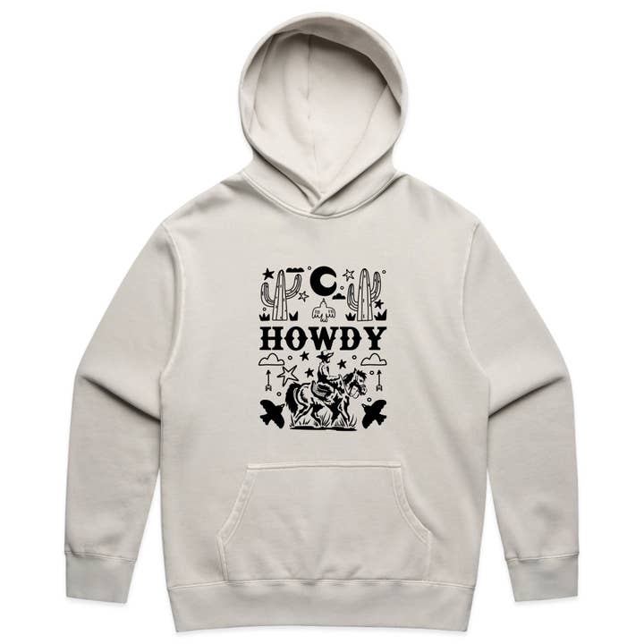 Howdy Cowboy Western Grafik mit Kaktus und Sterne Design – Verblasster Hoodie für den Großhandel von OSME