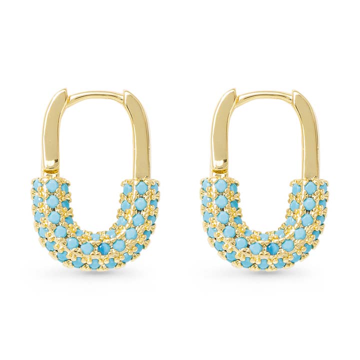 CZ Blue Stone Hoop Earrings for wholesale by Amanda Blu