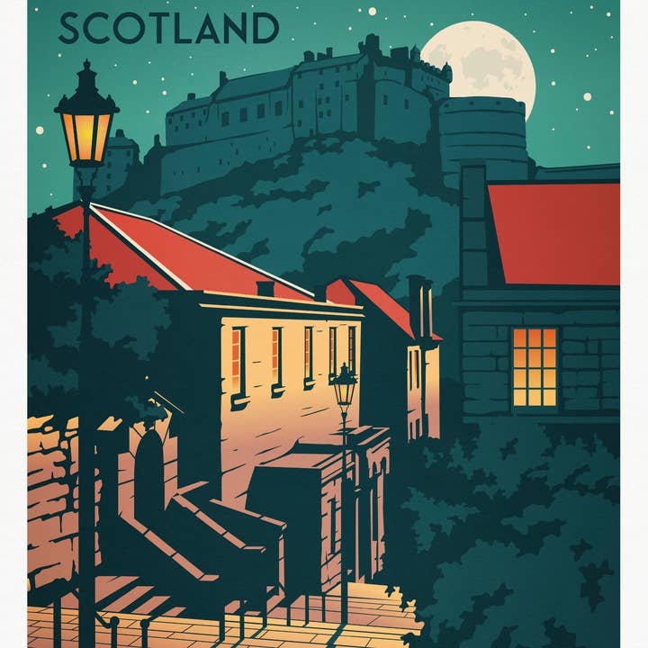Printagonist – wholesale Art print – Edinburgh Castle - View from Vennel, Travel Poster, Scotland1