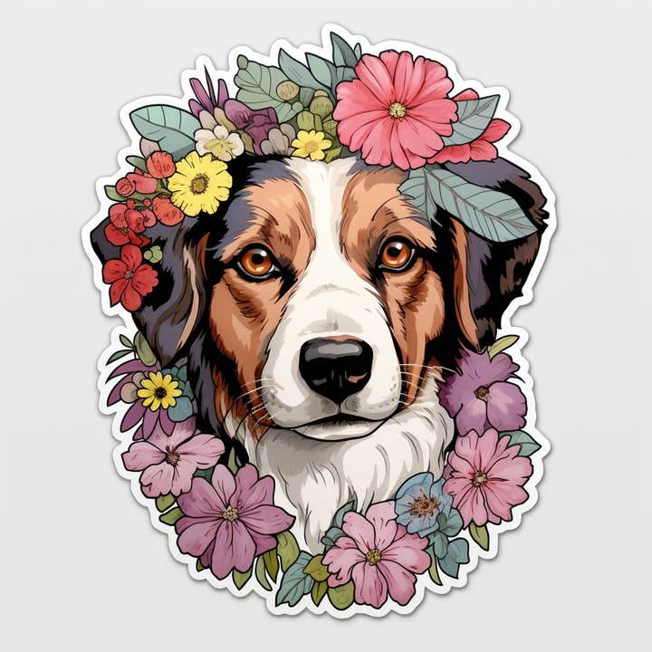 Autocolante Vinil Flower Power Dog Vinil Impermeável por atacado de Elizarae Co.