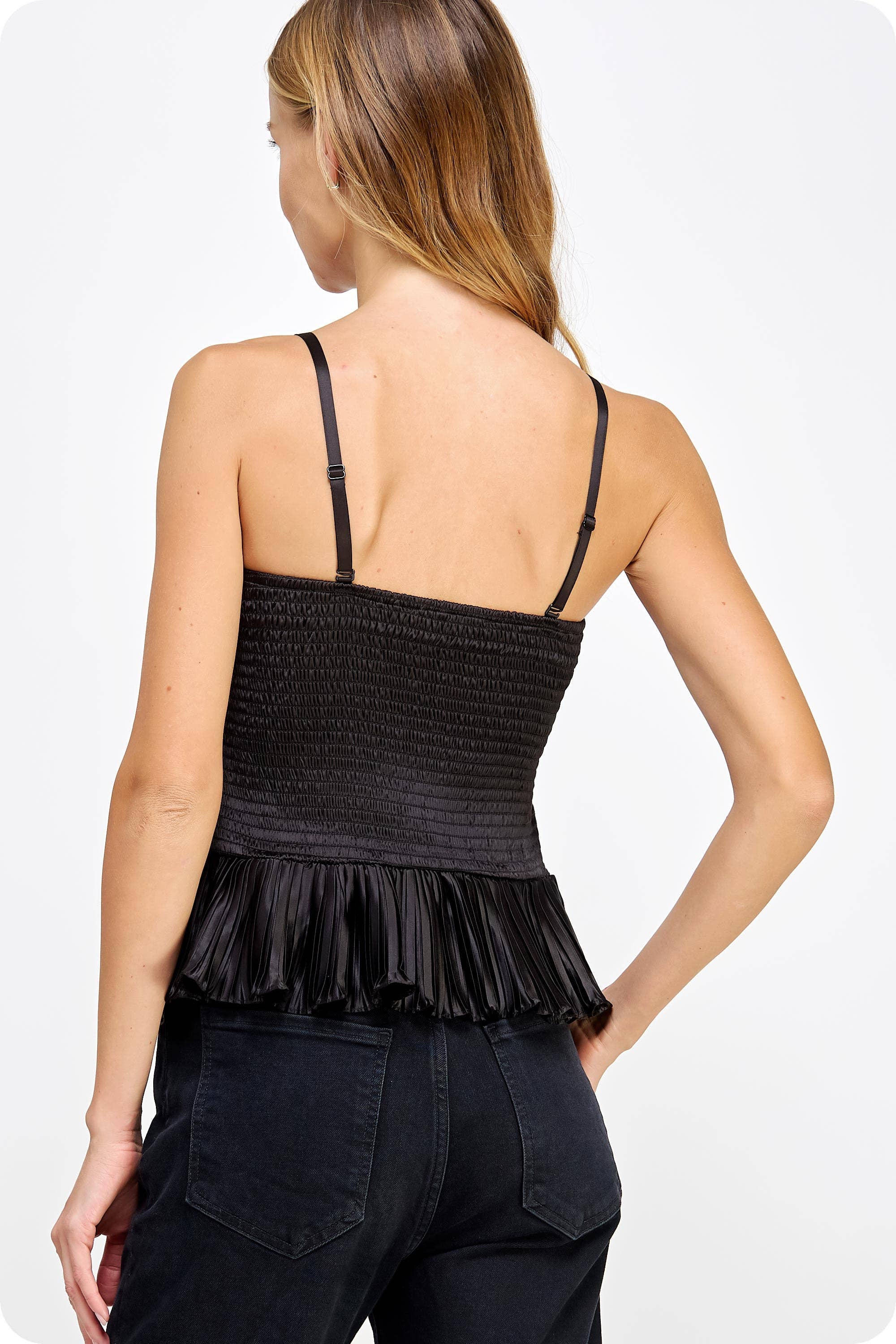 Strut & Bolt - Wholesale Shirt - Women's - Pleated Satin Ruffled Top3