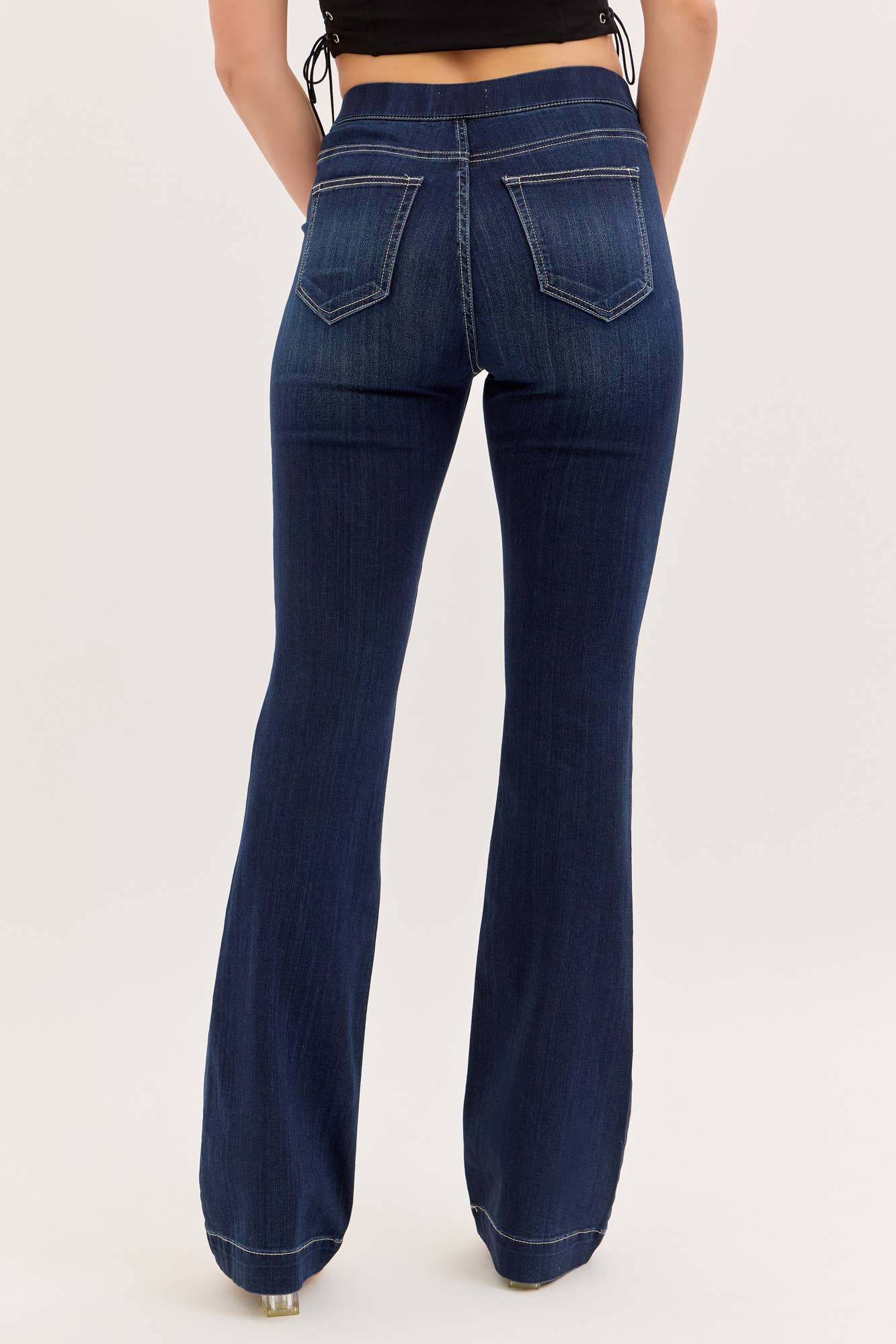 Cello Jeans - Wholesale Jeans - Women's - High Rise Dark Pull On Flare Jegging [AB37211DK]5