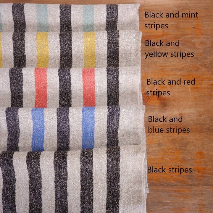 NorraVilla - Wholesale Tea Towel - Blue Black Natur Striped - Linen Kitchen Towel1