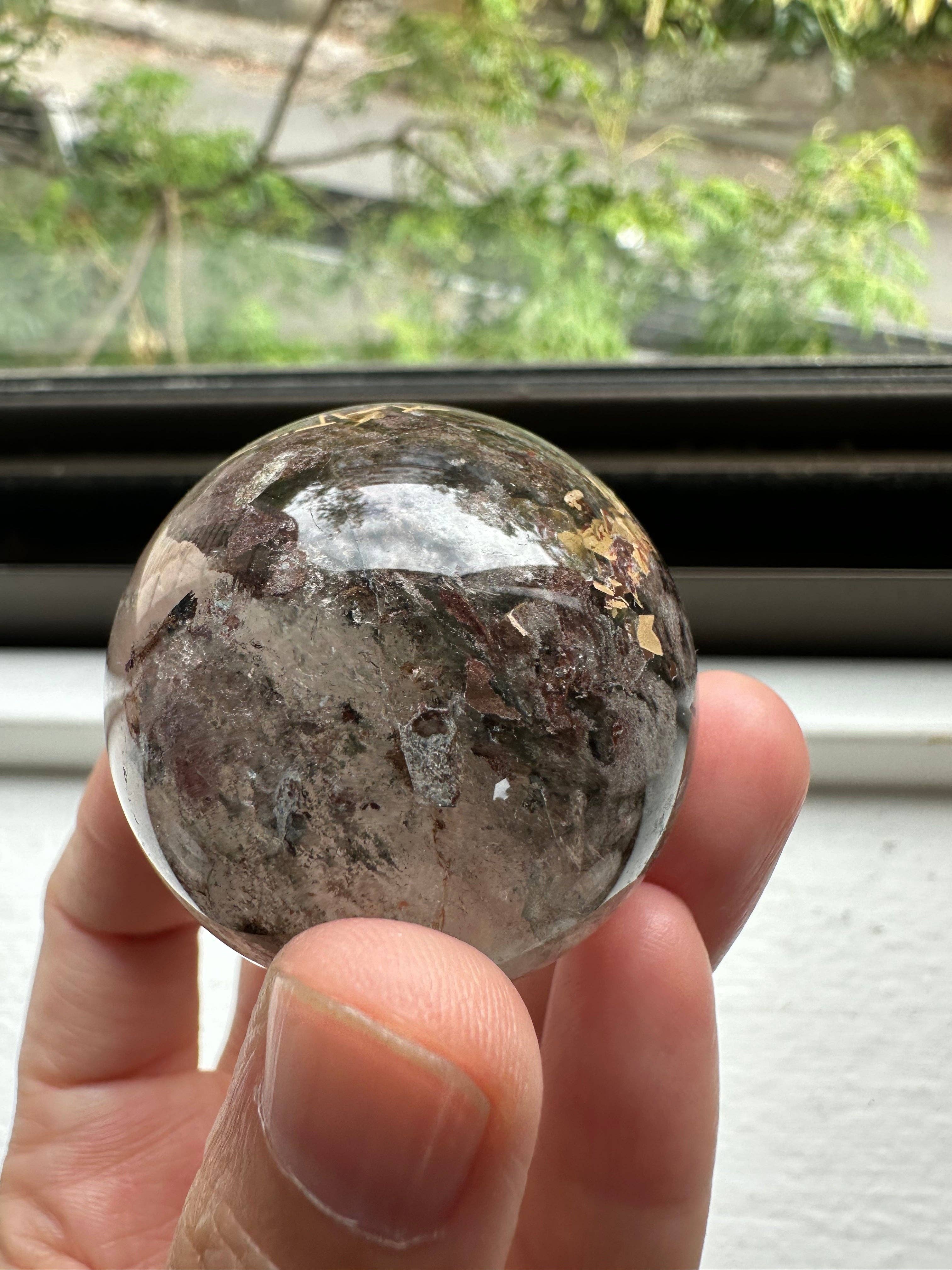 Moon Rituals - Wholesale Spiritual Stone/Crystal - Garden Quartz Green Phantom Quartz Lodolite Scenic Quartz Sphere Ball, Christmas Crystal Gift3
