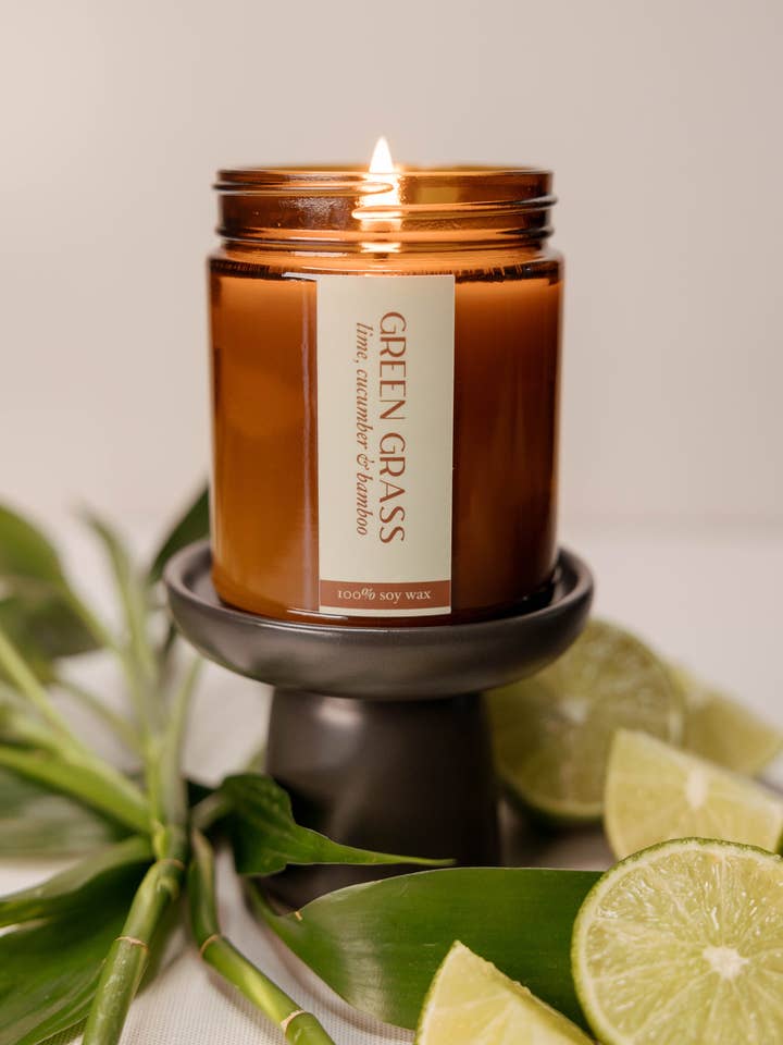 8 oz. Amber Jar Candles for wholesale by Mendocino Candle Co.