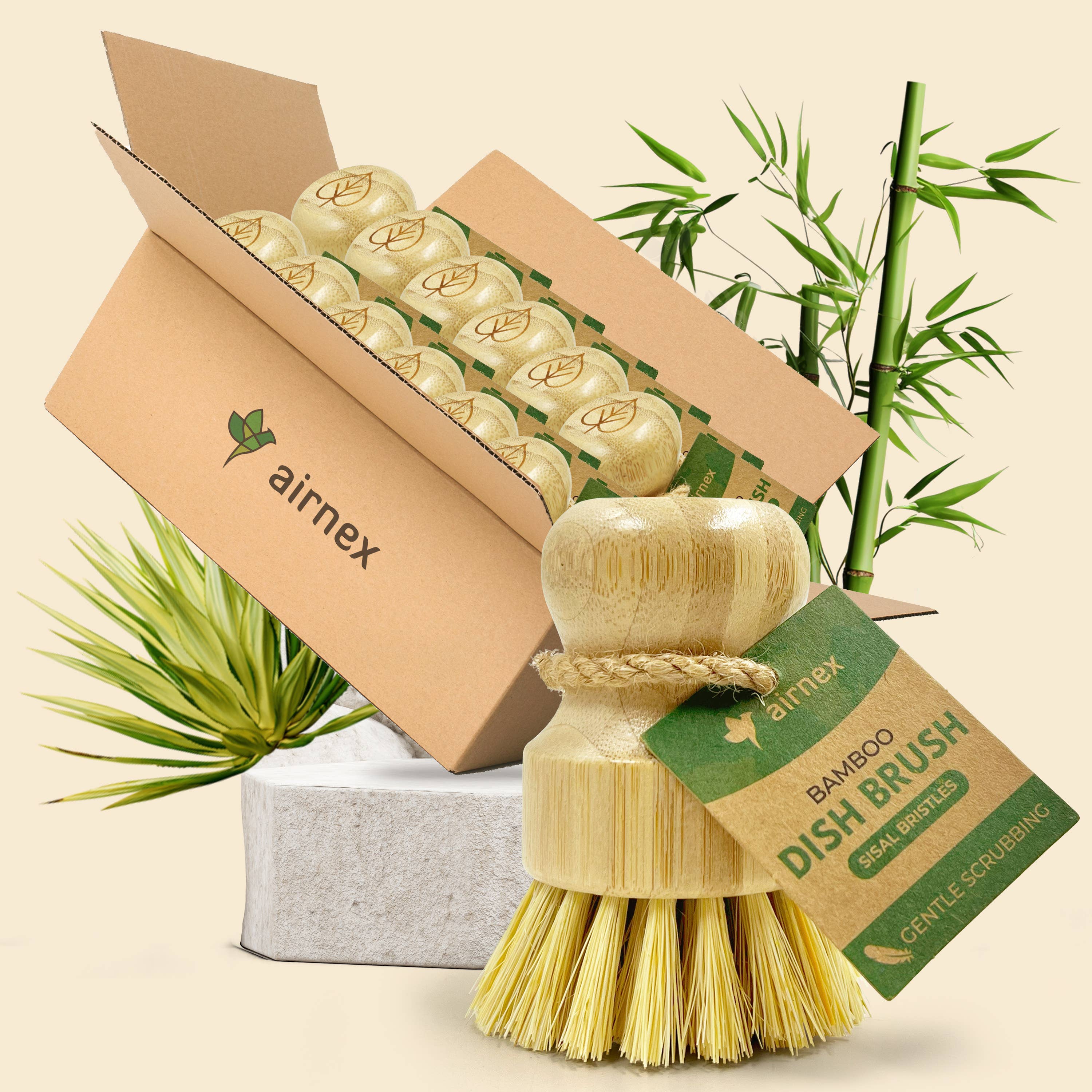 AIRNEX – wholesale Cleaning brush – Natural Cleaning Dish Brush - 1 Pack Bamboo Brush6