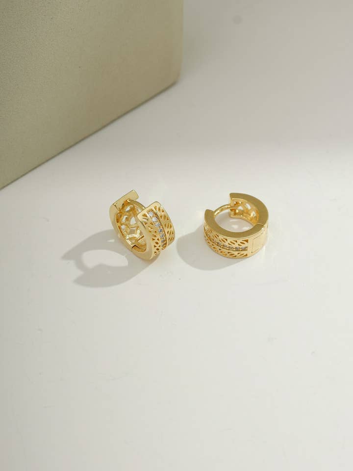 Demi-Fine Jewelry Elegant Huggie Hoop | Ready to Ship for wholesale by Bossaglam Jewelry