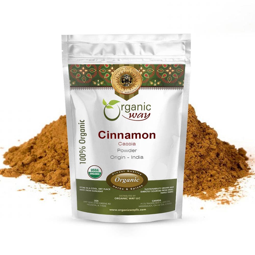 Organic Way LLC - Wholesale Dried spice - Premium Cinnamon Cassia Powder (Cinnamomum cassia) - Adds Flavour & Aroma | Kosher Certified | Vegan | Raw, Non GMO & Gluten Free | USDA Certified | Origin - India