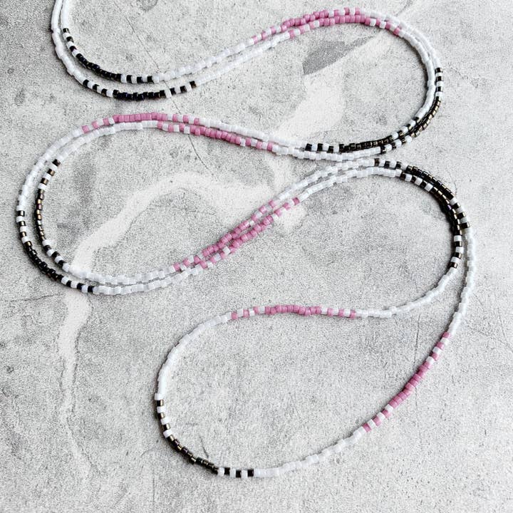 Single Strand Long Beaded Necklace Pearl White/Pink/Brown for wholesale by LITVA'S Jewelry