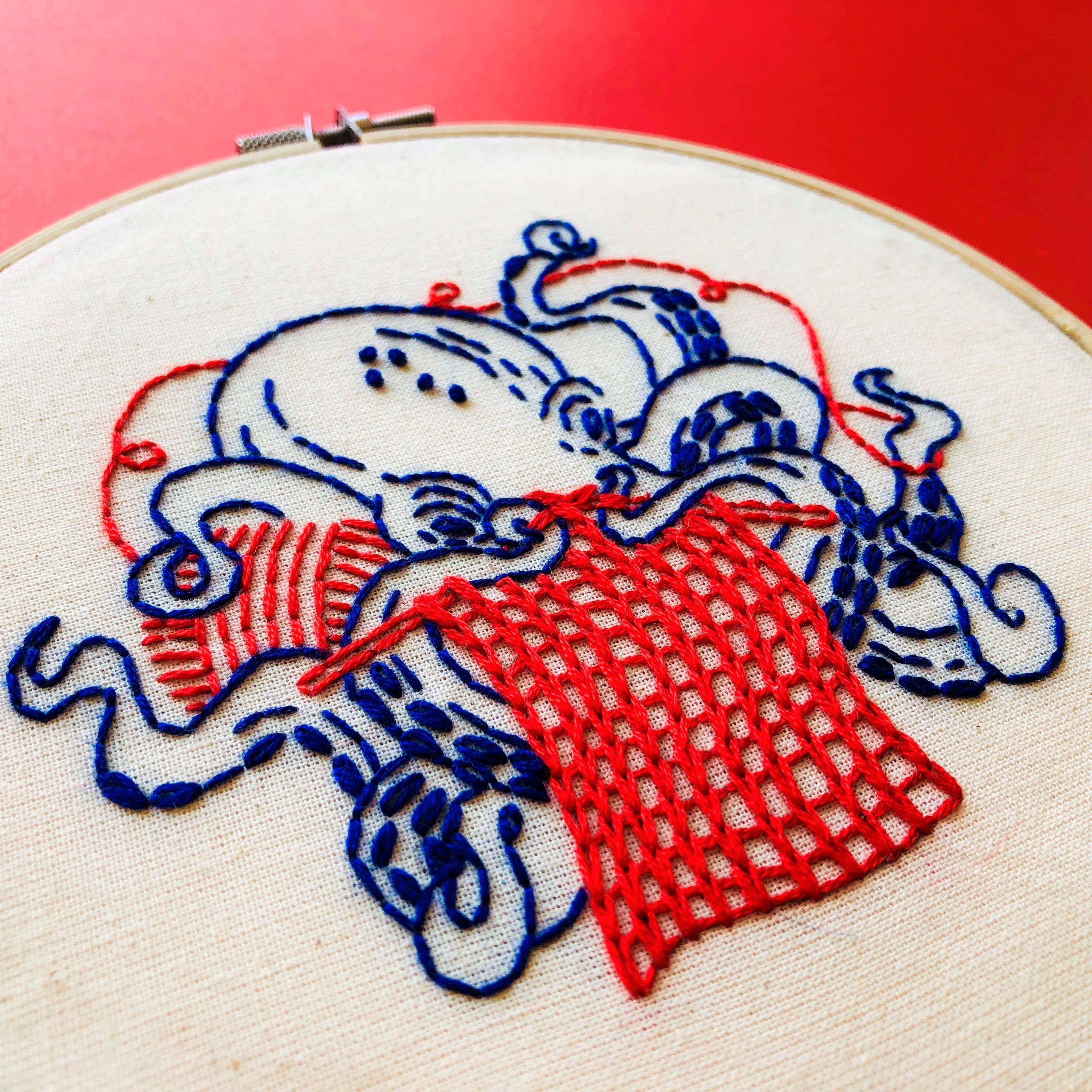 Hook, Line & Tinker Embroidery Kits - Wholesale Embroidery/Cross Stitch Supplies - Octopus Knitting Complete Embroidery Kit3