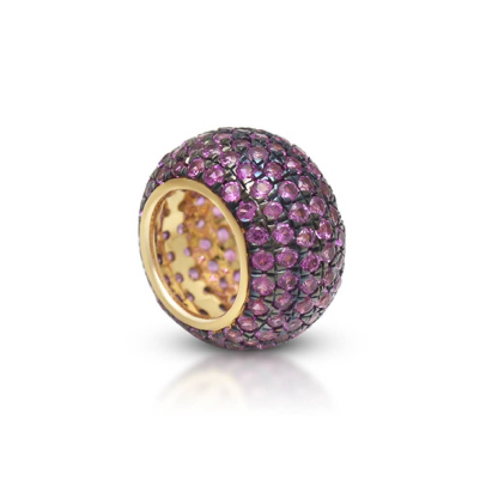 Jewels of Mewar - Wholesale Individual Charm/Pendant - Yellow Gold Pink Sapphire Roundel Bead Charm 9mm