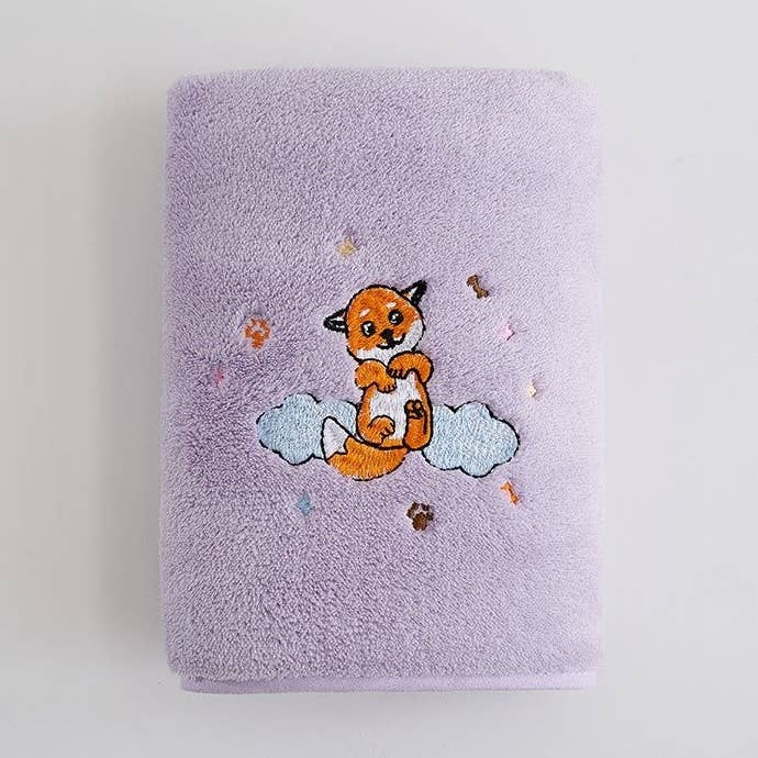 Coral Dog Plysch broderad tjock handduk för wholesale av FurDecoration