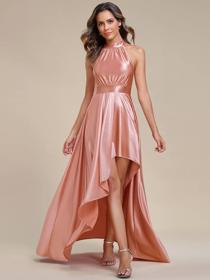 High Low Halter Neck Stain Bridesmaid Dresses for wholesale by Ever-Pretty