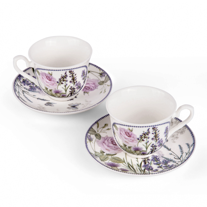 STP - Vente Tasse à café/thé - Tasse et soucoupe en porcelaine lavande avec boîte cadeau4