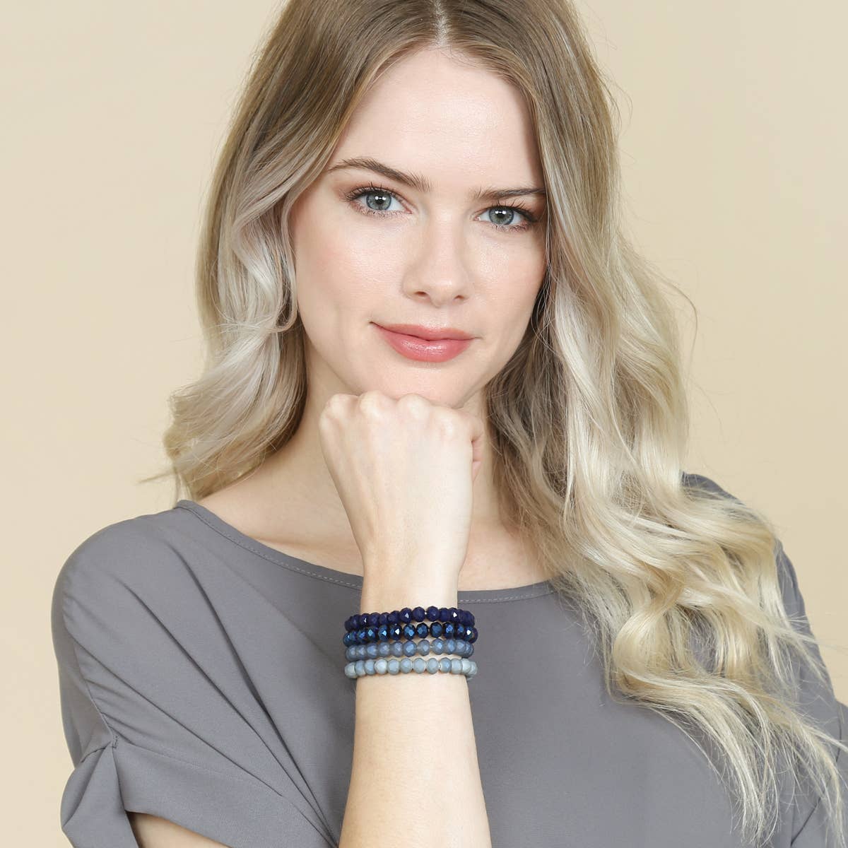 MYS Wholesale Inc - Wholesale Beaded Bracelet - 4 Line Glass Beads Stretch Bracelet3