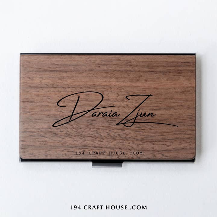 194 Craft House - Vendita all'ingrosso Portabiglietti da visita - Porta biglietti da visita in legno con nome personalizzato - Regali di Natale0