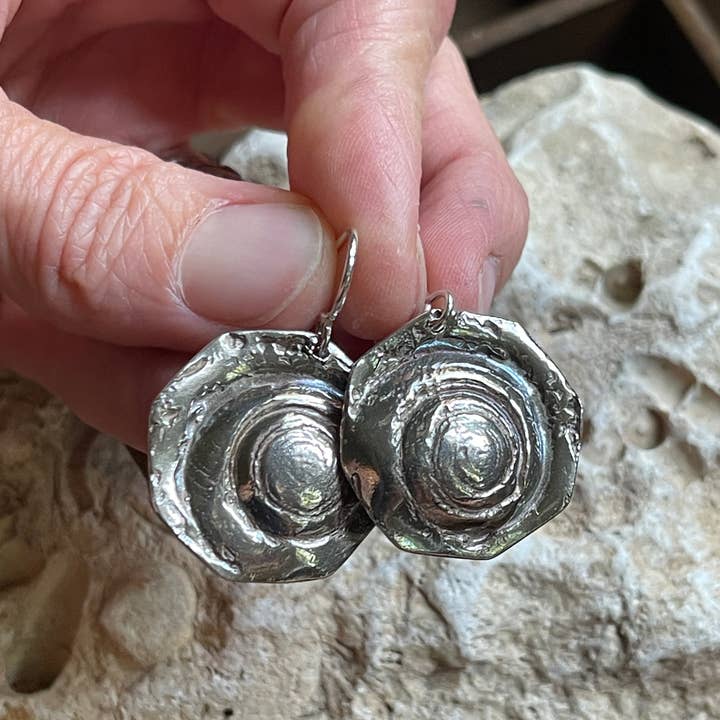 Gastropod Fossil Octagonal Earrings for wholesale by Ozark Impressions Jewelry