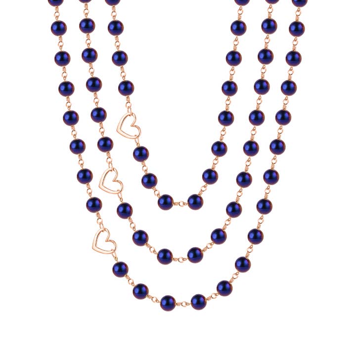 Colar em Camadas com Contas de Hematita Roxa e Fecho Magnético por atacado de Rejected Hearts Club