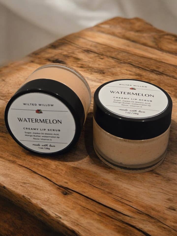 Creamy lip scrub for wholesale by Wilted Willow LLC