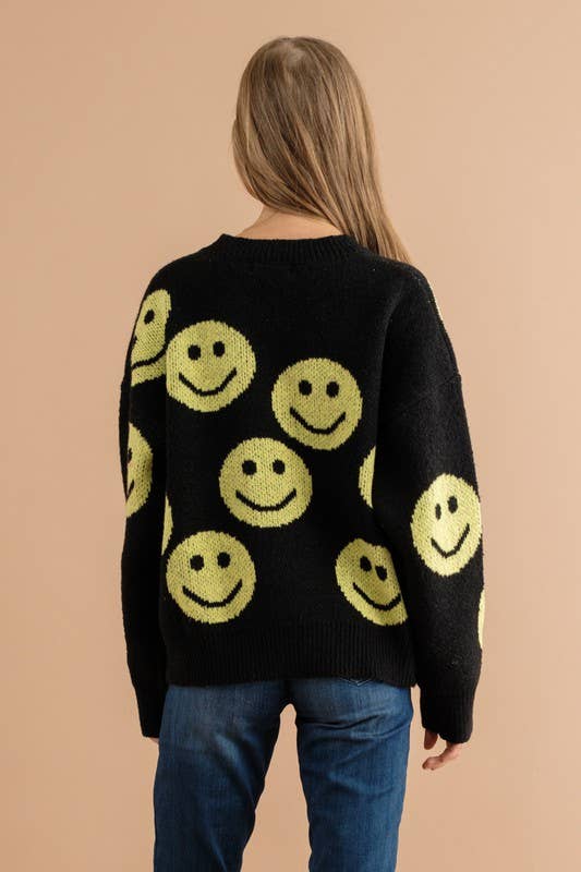 Pink Irene Wholesale - Vendita all'ingrosso Maglione tricot - Donna - MAGLIONE CON MOTIVO A VOLTO SORRIDENTE17