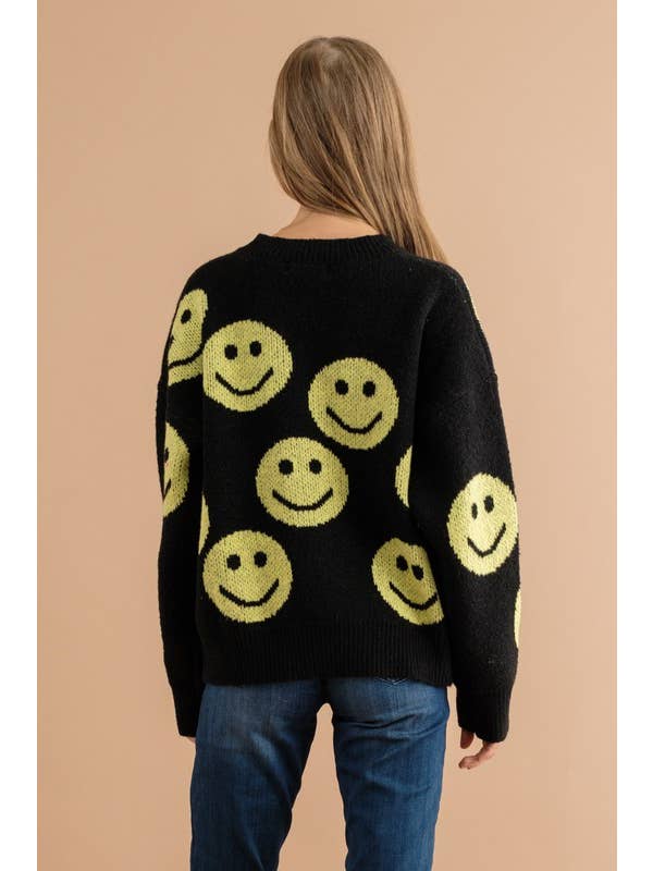 Pink Irene Wholesale - Vendita all'ingrosso Maglione tricot - Donna - MAGLIONE CON MOTIVO A VOLTO SORRIDENTE17