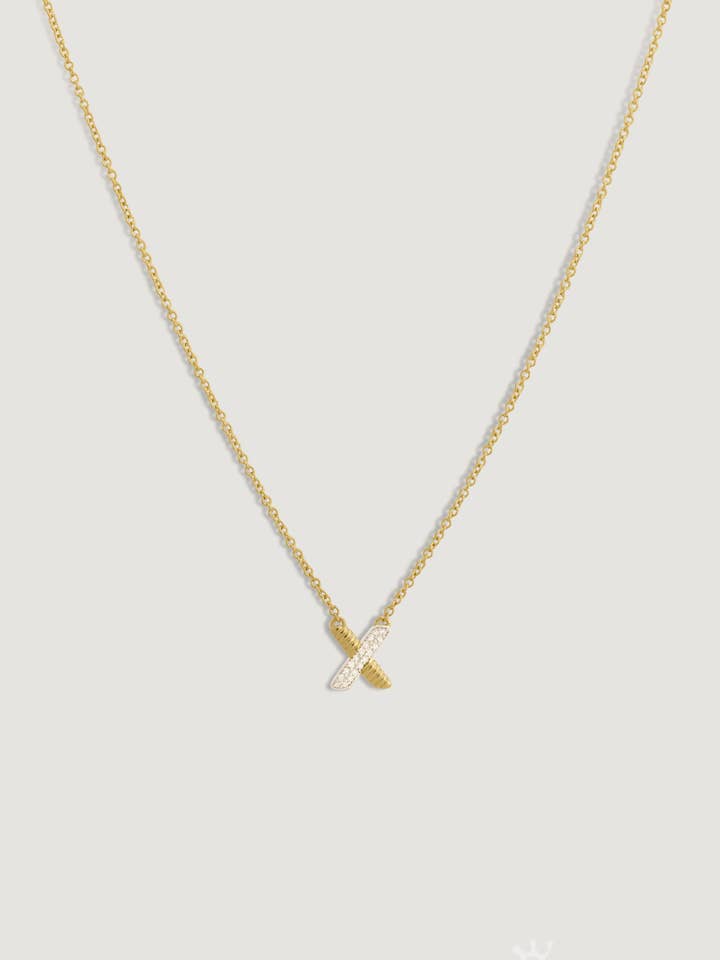 Two Toned Eternal Bond X Diamond Necklace for wholesale by Kinn