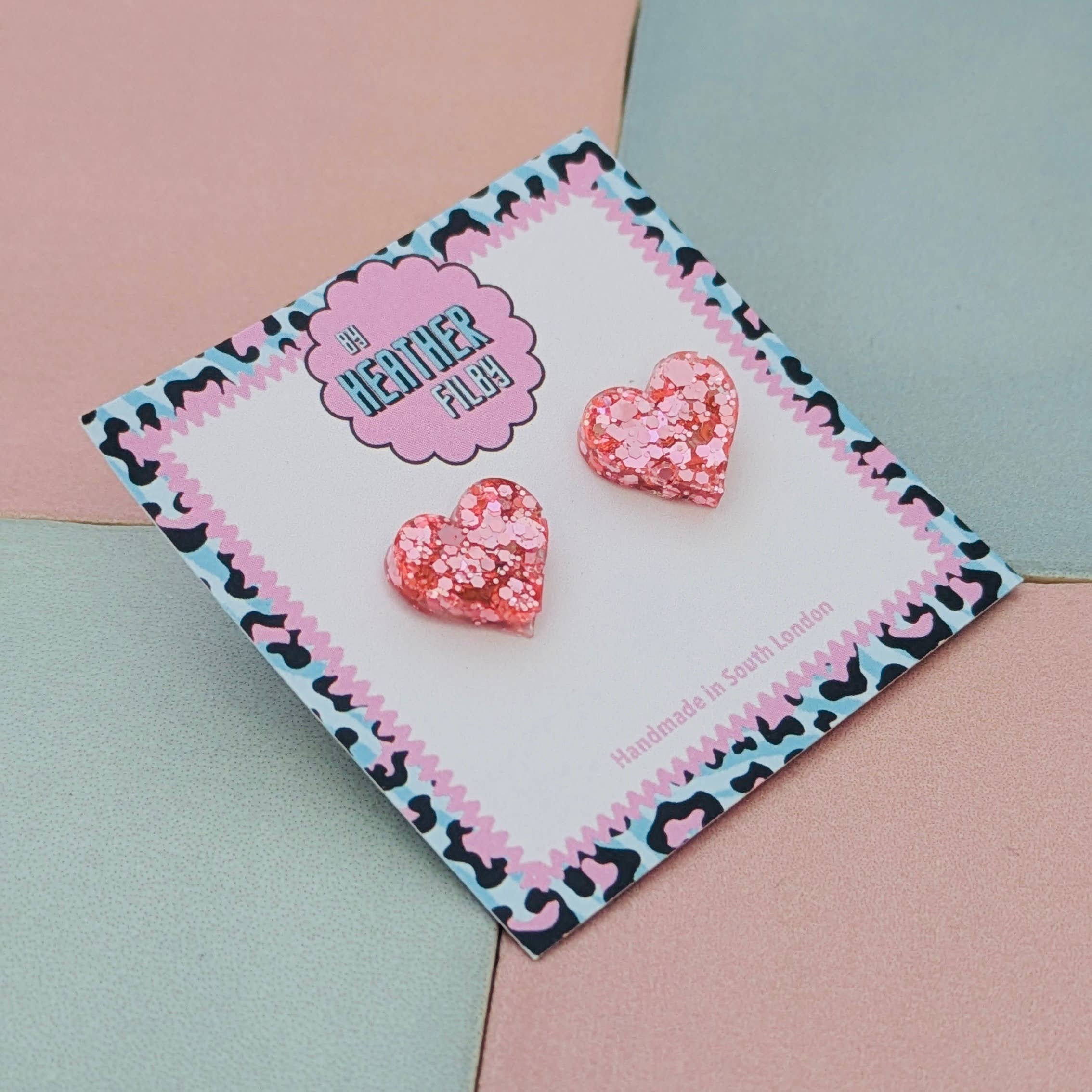 By Heather Filby – wholesale Stud/post earrings – Heart Stud Glitter Earrings (MORE COLOURS) - Best Seller13