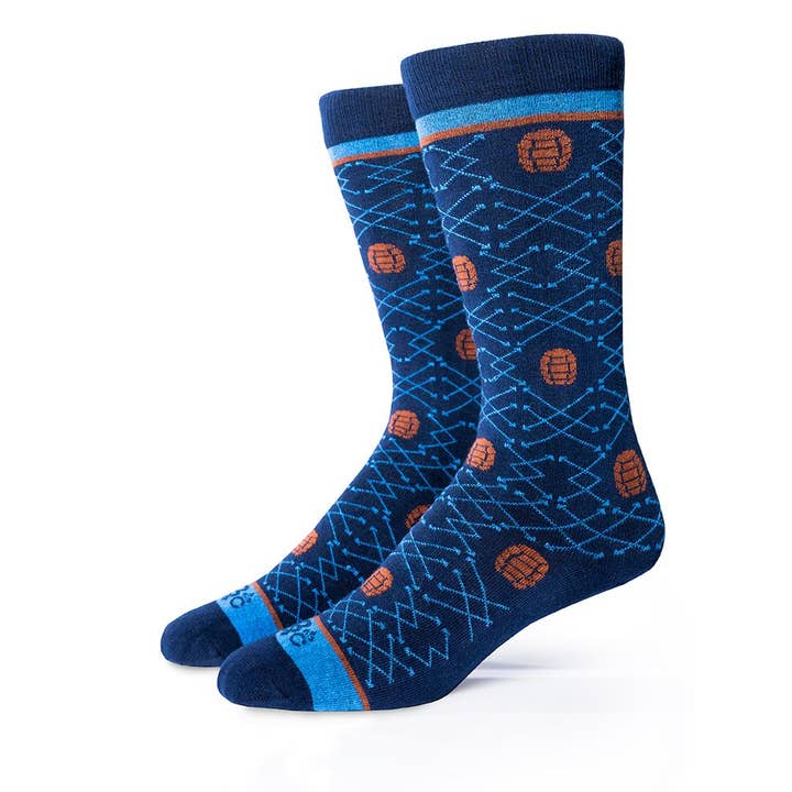 Barrel Pick Socks - Navy + Brown + Bright Blue for wholesale by Bourbon Cousins