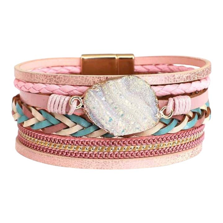 The Bling Barn - Wholesale Woven/Braided Bracelet - Driftin’ in Pink Wrap Bracelet1