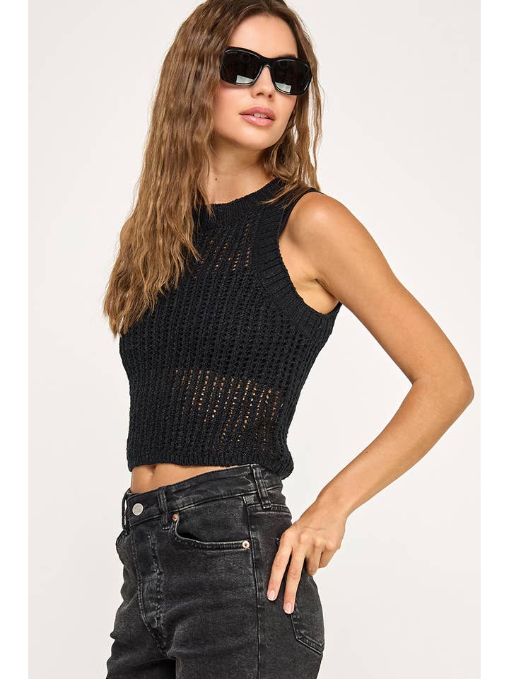 Miss Love - Wholesale Knit Top - Women's - CROCHET SLEEVELESS KNIT TOP