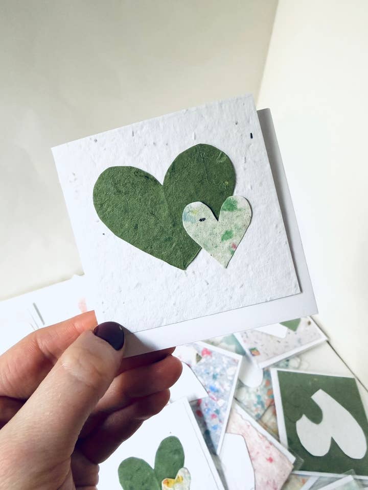 mini Heart Paper Cards, Plantable EcoFriendly, Handmades for wholesale by Atelier By Cat
