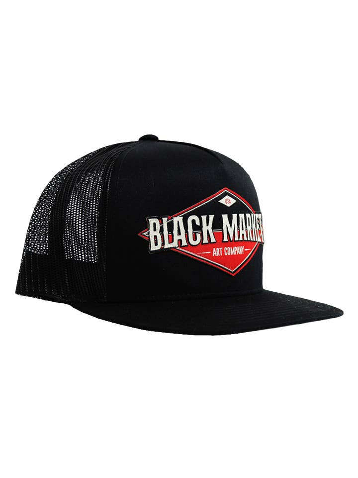 Sorte Marked Diamond Trucker Hat for engroshandel hos Black Market Art