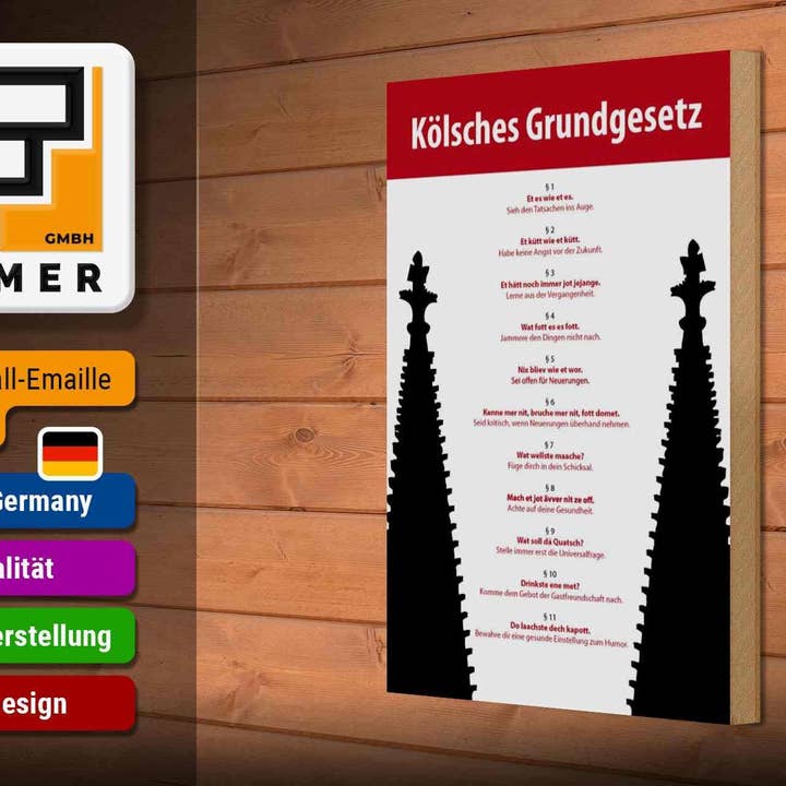Femer - Wholesale Sign - Wooden sign saying 20x30 cm Kölsches Grundgesetz wood decorative sign wooden sign2