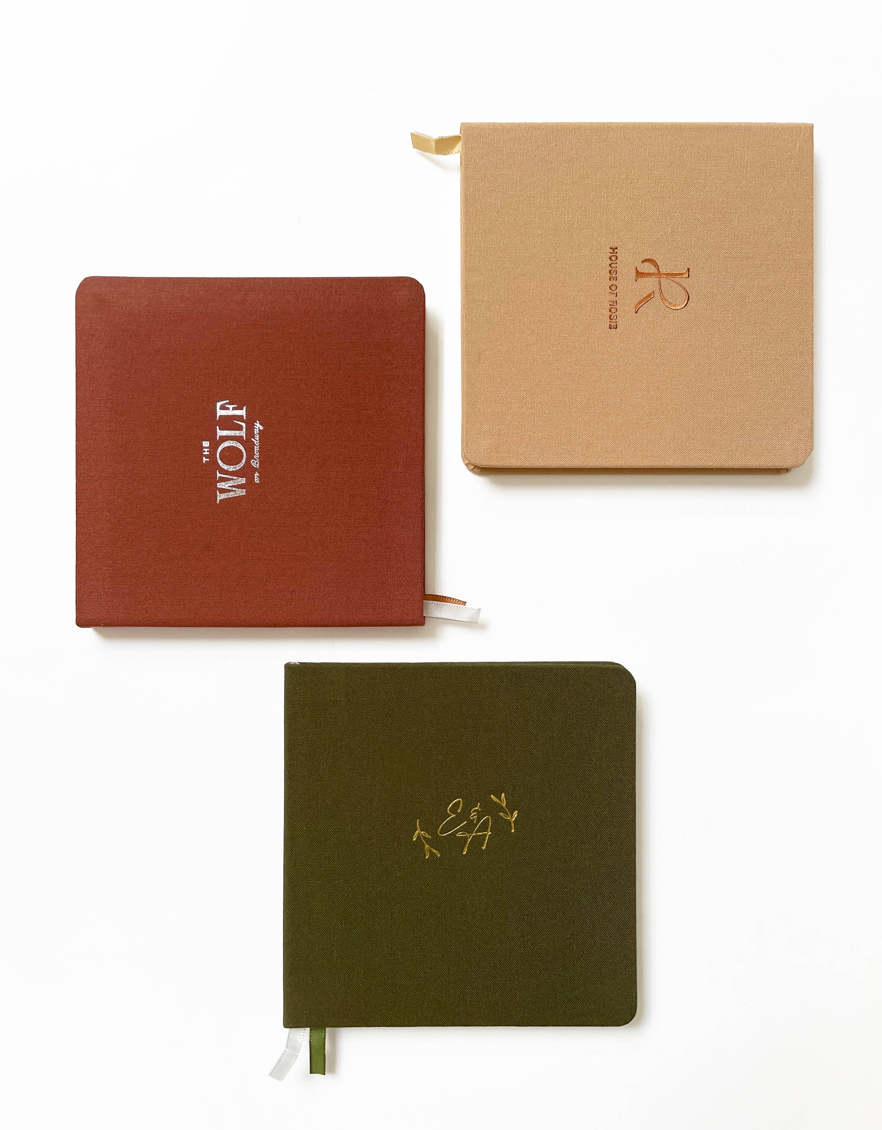 Studio Portmanteau – wholesale Notebook – Custom Logo Foil Embossed Square Linen Notebook, Earth Tones8