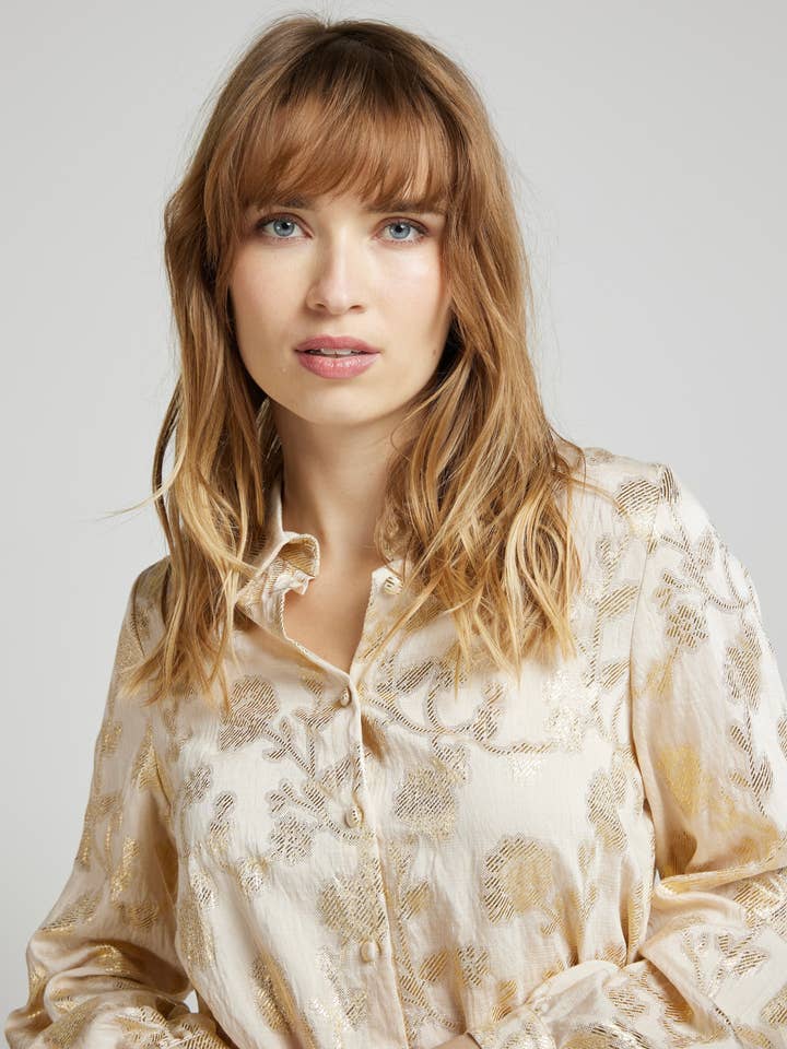 Andy & Lucy - Wholesale Tunic - Women's - ADAM - Chic Golden Flower Blouse - Andy & Lucy3