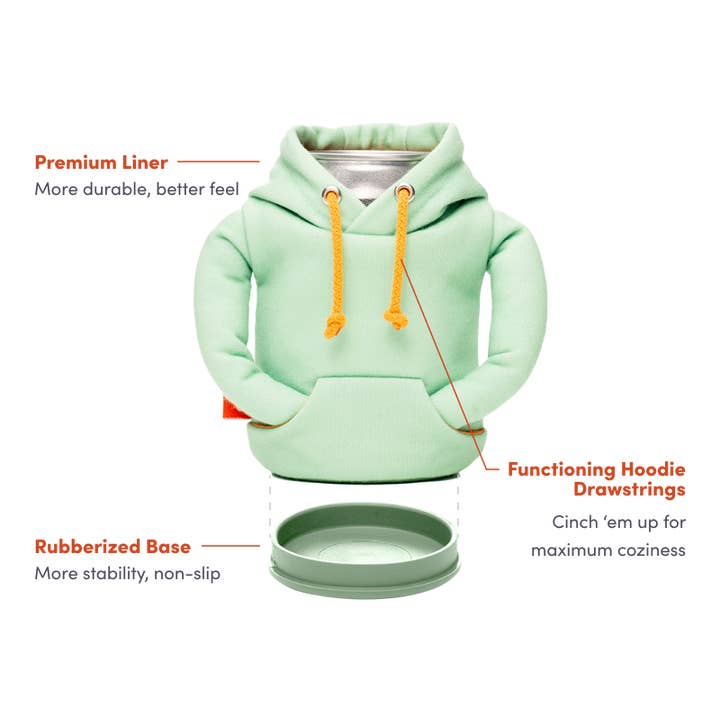 Puffin Drinkwear - Wholesale Drink Huggers & Koozies - The Hoodie - Insulated Can Cooler -Honey Brown & Island Time