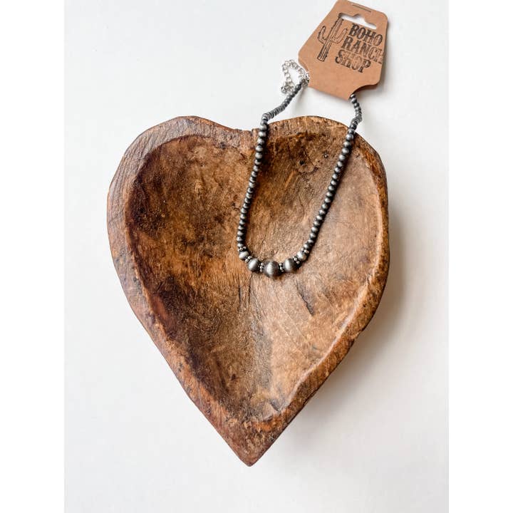 Silver Western Navajo Style bead Pearl choker necklace for wholesale on Faire3