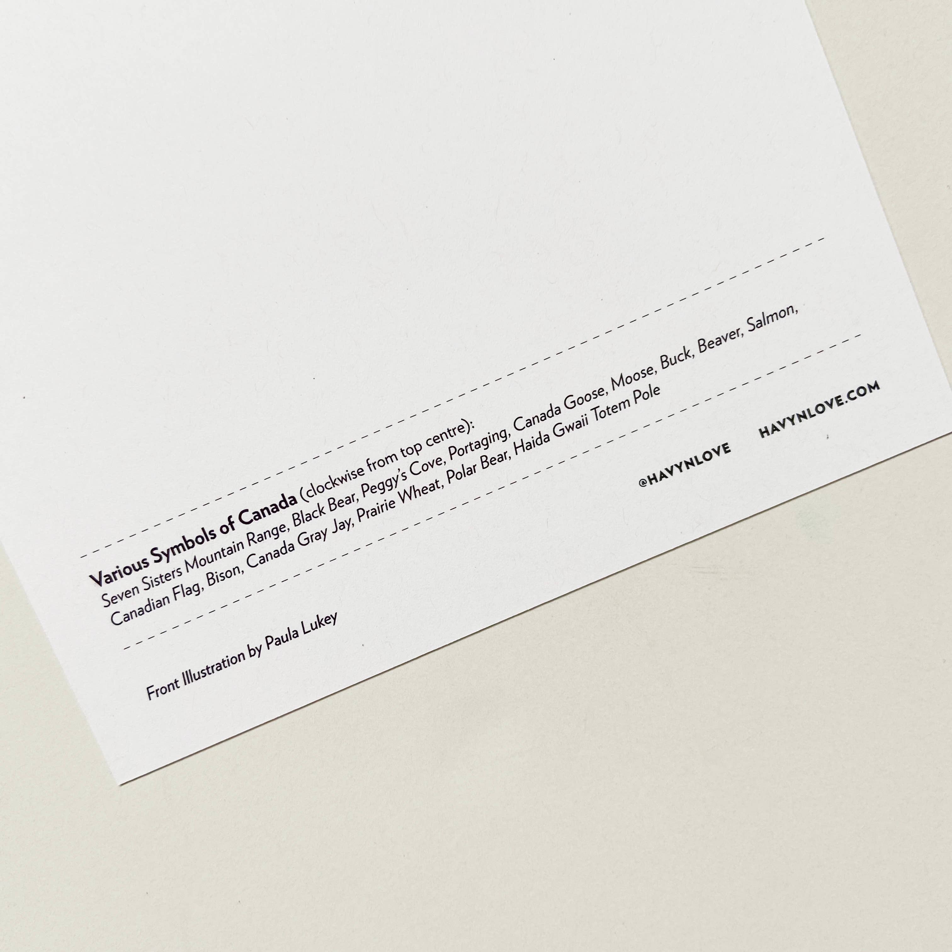 HAVYN - Vente Cartes postales - Carte postale Symboles du Canada 6x97