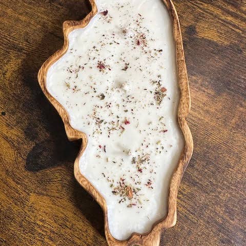 Illinois Wood Bowl Candle for wholesale by Mud Lake Soap Shop