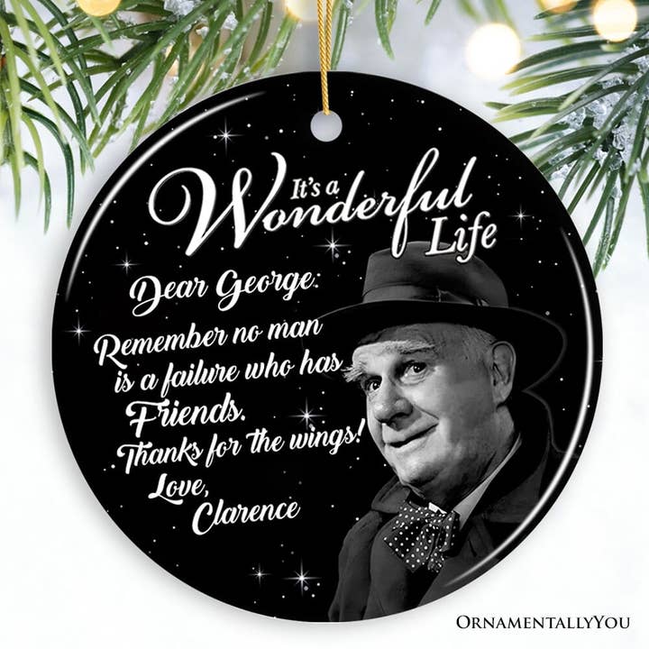 Clarence the Angel Dear George Quote Christmas Tree Ornament for wholesale by OrnamentallyYou