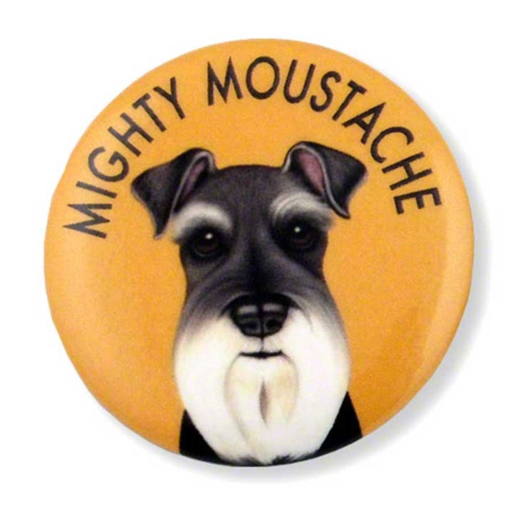 Retro Pets - Wholesale Lapel Pin/Button - 10-pack Schnauzer 107 'Mighty Moustache' Lapel Pin Button